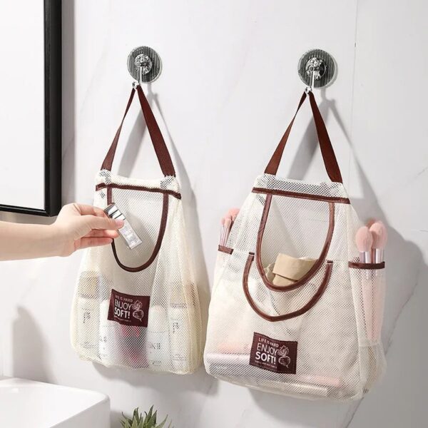 3 (Pcs) Kitchen Wall-Mounted Storage Bags – Large Capacity Organizers for Garlic, Ginger, Scallions & More